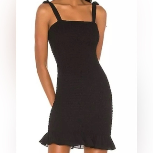NWT Krisa Revolve Smocked Tank Mini Dress Black Size Large - Picture 2 of 8